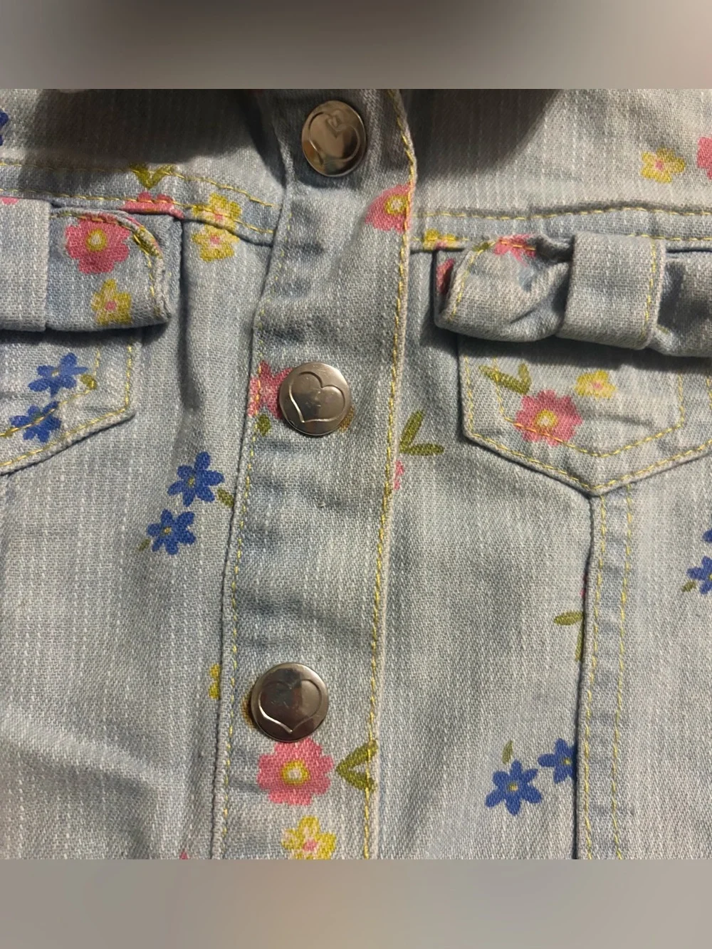 Nannette - Light Blue Floral Denim Shirt Vest - Size 5